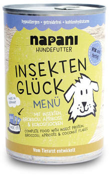 Napani Insekten Glück Nassfutter mit Insekten, Brokkoli, Aprikose & Kokosflocken 400g