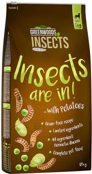 Greenwoods Insects Hunde-Trockenfutter Insekten mit Kartoffeln, Erbsen & Favabohnen 12kg