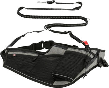 Trixie Jogginggürtel mit Leine 70–130cm 4cm / Leine 1,15-1,50cm 20mm schwarz/grau