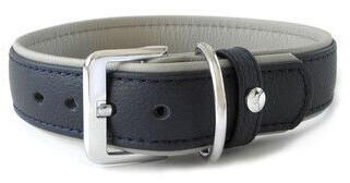 Das Lederband Hundehalsband Amsterdam navy/grey Länge: 40 cm / Breite: 25 mm