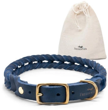 Freudentier Leder Hunde-Halsband AlsterTwist Royal Blue L