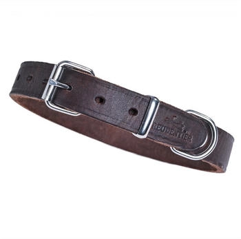 Freudentier Hundehalsband aus weichem Fettleder braun 35 cm, 1,6 cm