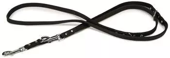 Beeztees Hundeleine Leder, verstellbar schwarz, Maße: 240 cm / 18 mm
