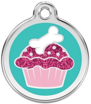 Red Dingo RedDingo Hundemarke mit individueller Gravur Glitzer Cupcake aqua, Größe: S