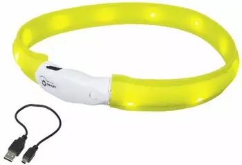 Nobby LED Leuchthalsband Visible breit gelb für Hunde mit längerem Fell - [GLO689310530]