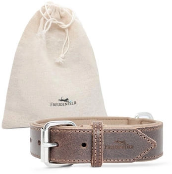 Freudentier gefüttertes Halsband aus Leder dunkelbraun 42 cm, 3 cm