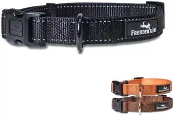Freudentier Hundehalsband, leicht & komfortabel, Clyde Kollektion schwarz S