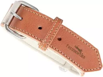 Freudentier gefüttertes Halsband aus Leder cognac 57 cm, 3,5 cm