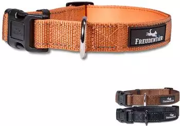 Freudentier Hundehalsband, leicht & komfortabel, Clyde Kollektion orange M