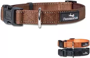 Freudentier Hundehalsband, leicht & komfortabel, Clyde Kollektion braun XS