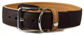 Das Lederband Hundehalsband Vancouver mit Kehlkopfschutz mocca/caramel