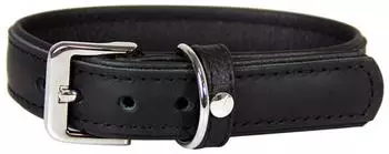 Das Lederband Hundehalsband Vancouver Black/Black, Länge: 55 cm / Breite: 35 mm