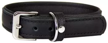 Das Lederband Hundehalsband Vancouver Black/Black, Länge: 35 cm / Breite: 25 mm