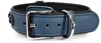 Das Lederband Hundehalsband Granada opal/black, Länge: 45 cm / Breite: 30 mm