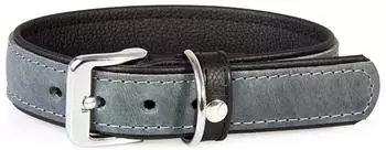 Das Lederband Hundehalsband Vancouver Granite/Black, Länge: 40 cm