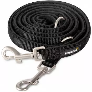 Rudelk&ouml;nig Bella Hundeleine gepolstert, verstellbar, 15mm x 2,30m, Nylon/Neopren, schwarz