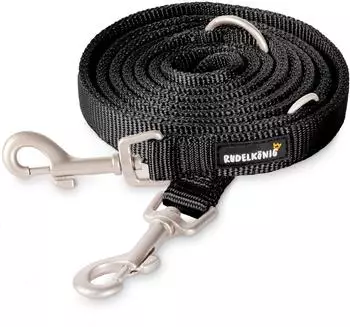 Rudelk&ouml;nig Frida verstellbare Hundeleine, Nylon, schwarz, 2,3m
