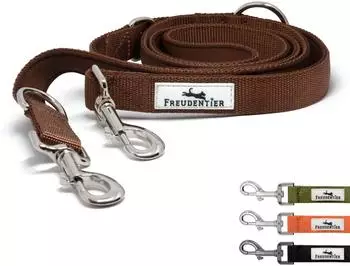 Freudentier Clyde Hundeleine gepolstert, verstellbar, braun, 2m (LE-NY)