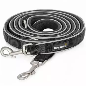 Rudelk&ouml;nig Paola Hundeleine verstellbar, Nylon/Neopren, schwarz, 2,30m (Paola)
