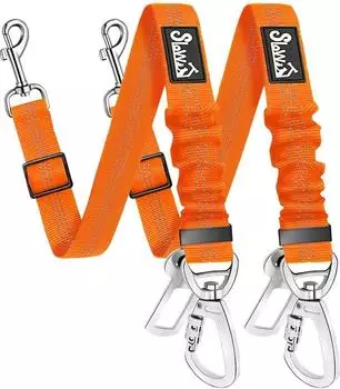 LuxusKollektion Hunde-Sicherheitsgurt fürs Auto mit Ruckdämpfung, verstellbar, orange (2 Stück)