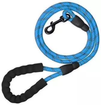 Relaxdays Hundeleine Nylon, reflektierend, gepolstert, 150cm, blau
