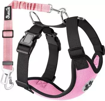 LuxusKollektion Hundegeschirr mit Auto-Sicherheitsgurt, atmungsaktiv, rosa, Größe S