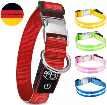 Petsation LED-Leuchthalsband Hund, rot, M (38-50cm)