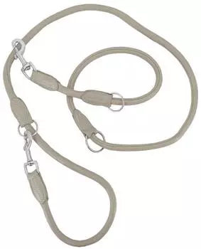 Kieffer Hundeleine Ultrasoft Horsebit, rundgenäht, 2m, 10mm, taupe/chrom, Leder