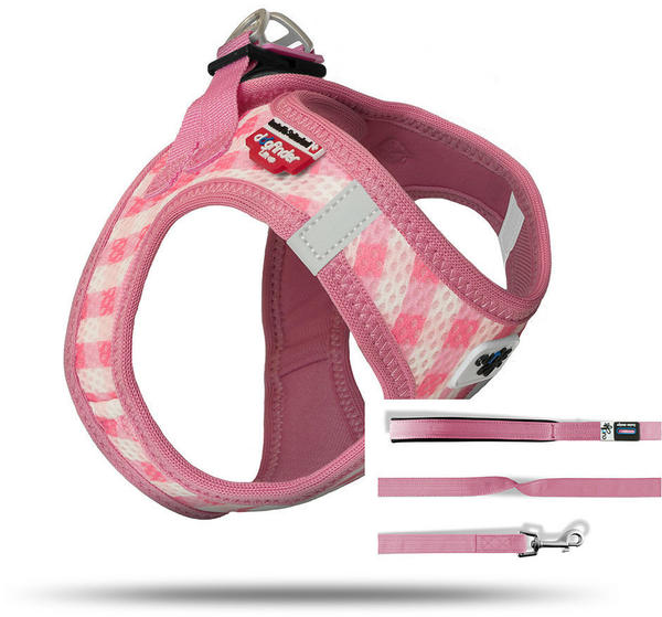 Curli Vest Air-Mesh & Basic Leine M pink caro