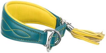 Trixie Active Comfort Windhundehalsband mit Zug-Stopp petrol/gelb XS