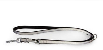 Das Lederband Führleine Oslo Silver reflective/Black 200cm 22mm