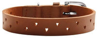 Hunter Hundehalsband Aalborg Soul, Farbe Cognac, mit Herz-Stanzung, stark gefettet,