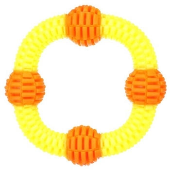 Flamingo Hundespielzeug Lipa Ring mit Ball gelb/orange