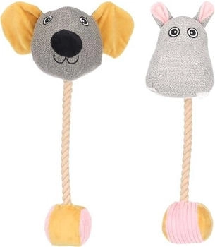 Flamingo Hundespielzeug Felsy Maus & Nilpferd mit Ball und Seil für Welpen