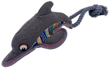 Duvo+ Hundespielzeug Canvas Delphin mit Seil grau