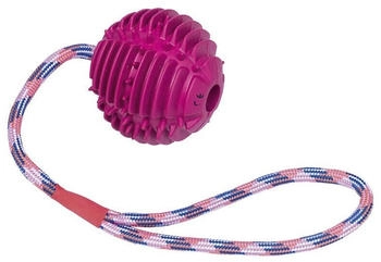 Nobby Vollgummi Ball mit Seil lila Ball 7,5 cm Seil 30 cm - [GLO689310001]