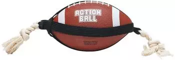 Beeztees Action Rugbyball mit Seil braun