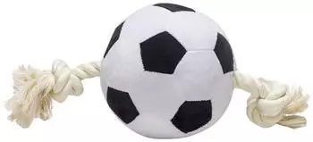 Beeztees Fu&szlig;ball mit Seil schwarz/wei&szlig; aus Pl&uuml;sch