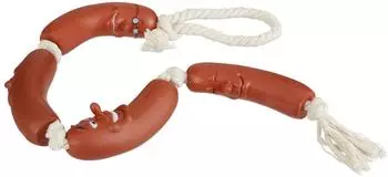 Relaxdays Hundespielzeug Wurst, Kauspielzeug, 4er-Set