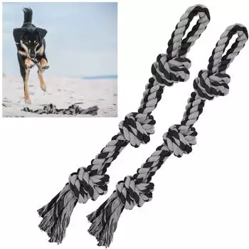 Relaxdays Hundespielzeug Seil 70cm, 2er Set, schwarz/grau