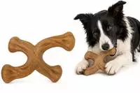 Flamingo Spielknochen Hundespielzeug Nyl'o Wood X-Form mit Rindfleischgeschmack braun