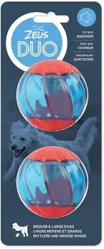 Zeus Duo Ball mit Quietscher - 2er-Pack, Durchmesser: 6,3 cm