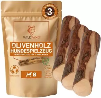 Wildfang Olivenholz Kaustab f&uuml;r Hunde, 3er Set (S)