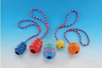 Nobby Ball mit Glocke und Seil Vollgummi 5cm