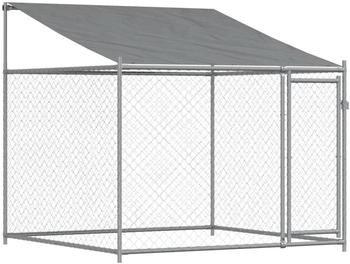 vidaXL Dog cage with roof galvanised steel grey 2 x 2 x 2 m 1 door (172559)