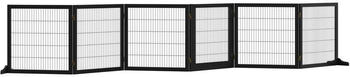 Pawhut Türschutzgitter für Hunde Kiefernholz Metall Schwarz 432x36x70cm (D06-118BK)