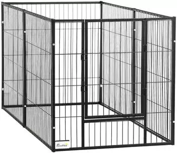 Pawhut Welpenauslauf schwarz Stahl B/H/L: ca. 79x81x150 cm (D06-182V01BK)