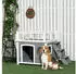Pawhut Hundehaus mit Balkon Erhöhtes Kleintierhaus Tannenholz Hellgrau 77 x 121 x 78 cm (D02-145V00LG)