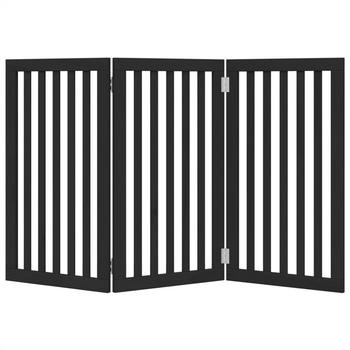 vidaXL Dog Gate Foldable 3 Panels Poplar 150 cm x 90 cm black (352254)