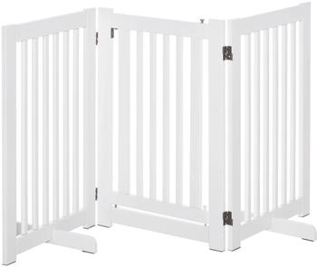 Pawhut Absperrgitter Holz Freistehend für Hunde Weiß 155x1,5x76 cm (D06-047WT)